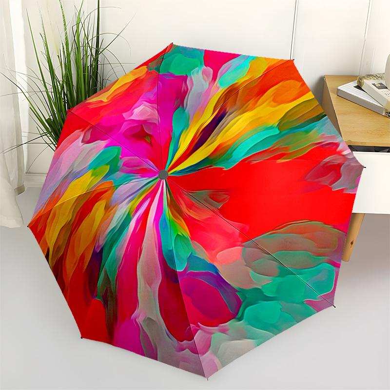 

1pc Colorful Abstract Painting Automatic Folding Umbrella - Portable Collapsible Design, 8-Rib Iron Frame, Durable Fabric yy251125130