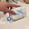 Embroidered Bowknot Quilted Cosmetic Pouch Floral Print Small Coin Purse  Teenage Girls