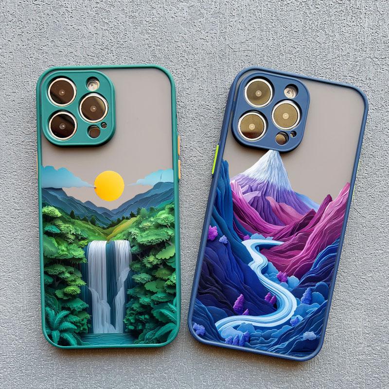 Printing Mountains Rivers Flowing Water Phone Case For IPhone 16 15 14 Pro Max Plus 13 12 Mini 11 Pro Max X XR XS 8 7 SE2 Covers