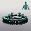 Handmade Adjustable Unisex Natural Malachite & Black Onyx Beaded Bracelet