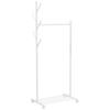Coat Rack on Wheels with Shoe Shelf and 5 Hooks, 68x43x171cm, White