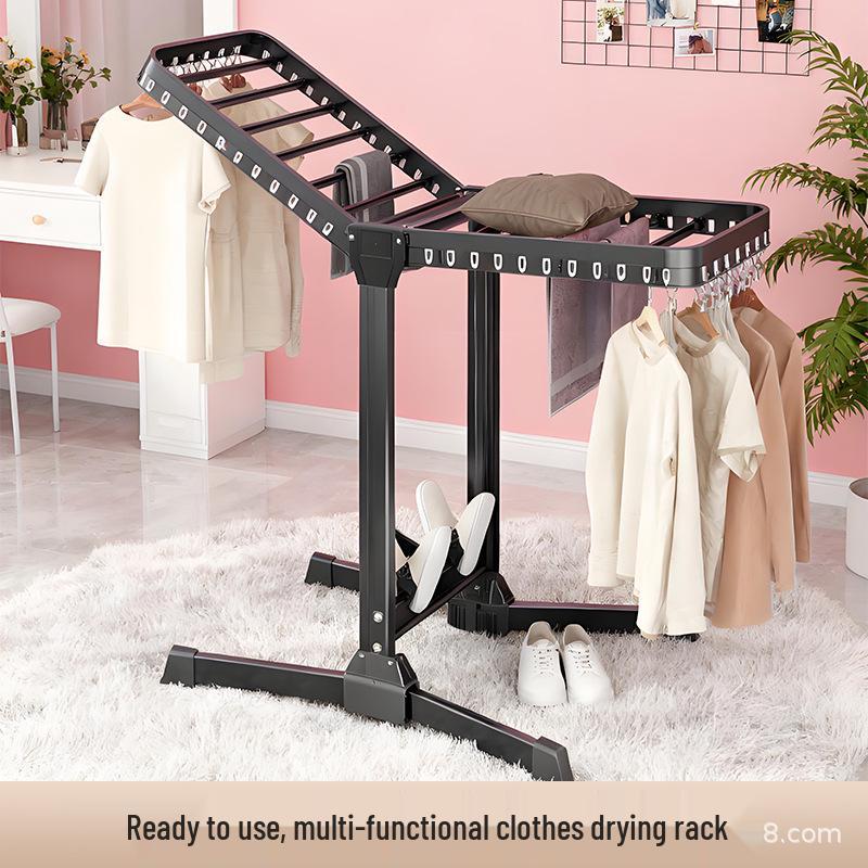 

2026 Multi-functional Foldable Clothes Rack for Indoor and Balcony Use 1.4m Gray Wing