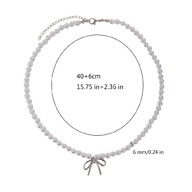 Adjustable Chain Necklace Addition Sophisticated Pearl Necklace with Unique Bowknot Pendant for  Fashionistas