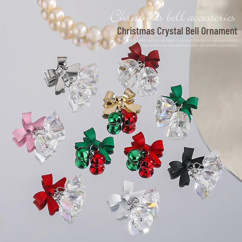 

Trendy Press-On Nails: Crystal Clear Christmas Bell & Butterfly Charms