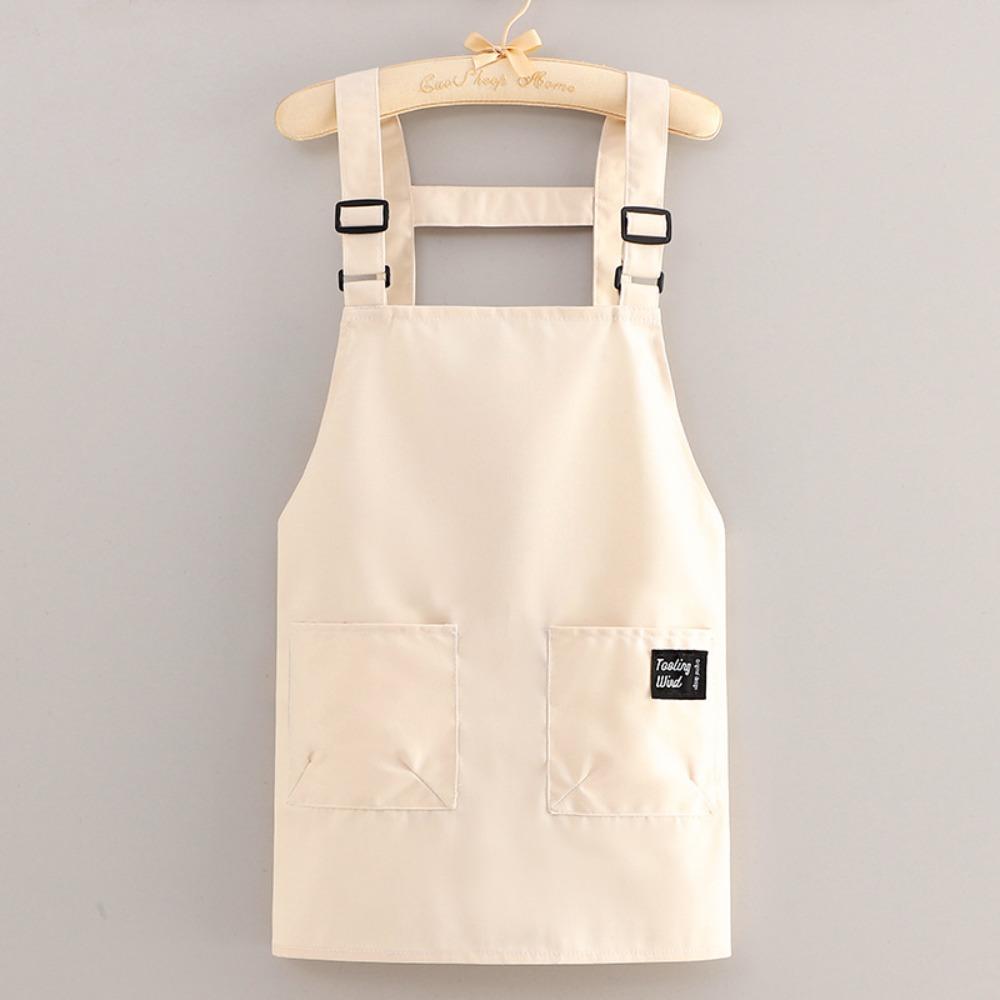 

Oil-proof Cooking Apron Canvas Coffee Shop Bibs New Baking Overalls for Women Men белый