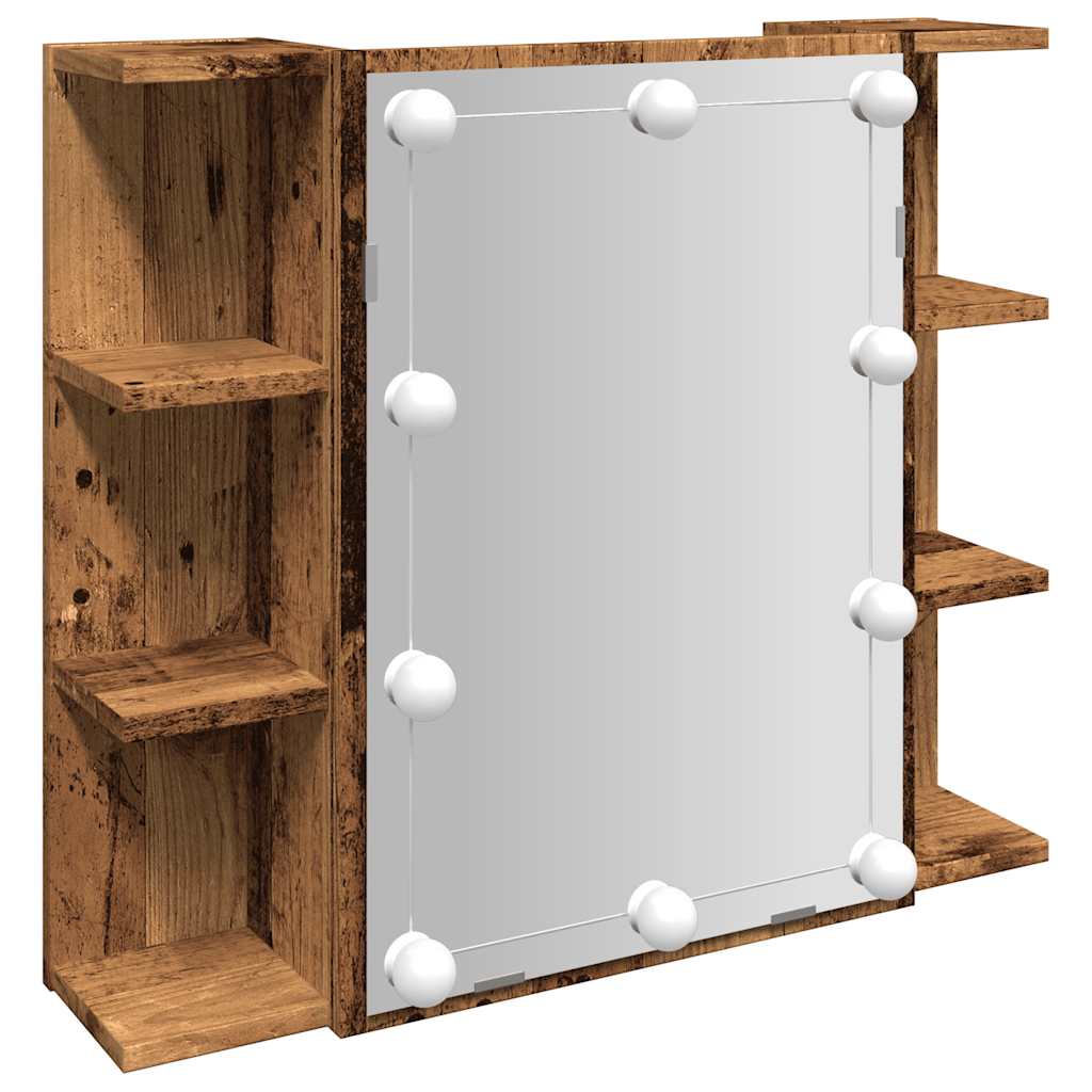 Szafka Lustrzana Z Diodami Led Stare Drewno 70X16,5X60 Cm