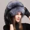 New women winter outdoor cold-proof thickening real fox fur bomber hat Fashion luxury fur caps Female natural fox fur hats
