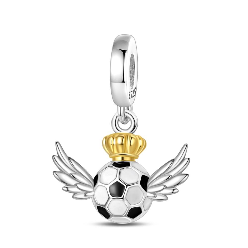 

Charm Bead Components Authentic Original Copper Metal Lucky Football Commemorative Pendant Bead Component Bead Components Compatible With Bracelet