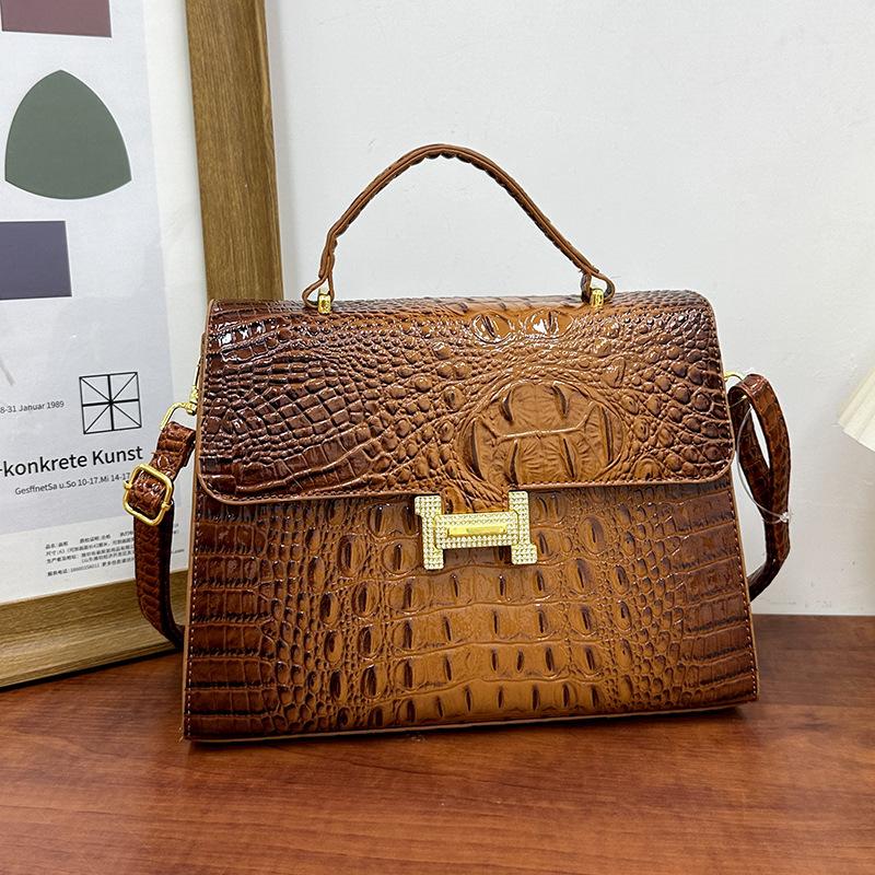 New Wind Crocodile Pattern Briefcase Bag Portable Shoulder Oblique Span Women's Bag