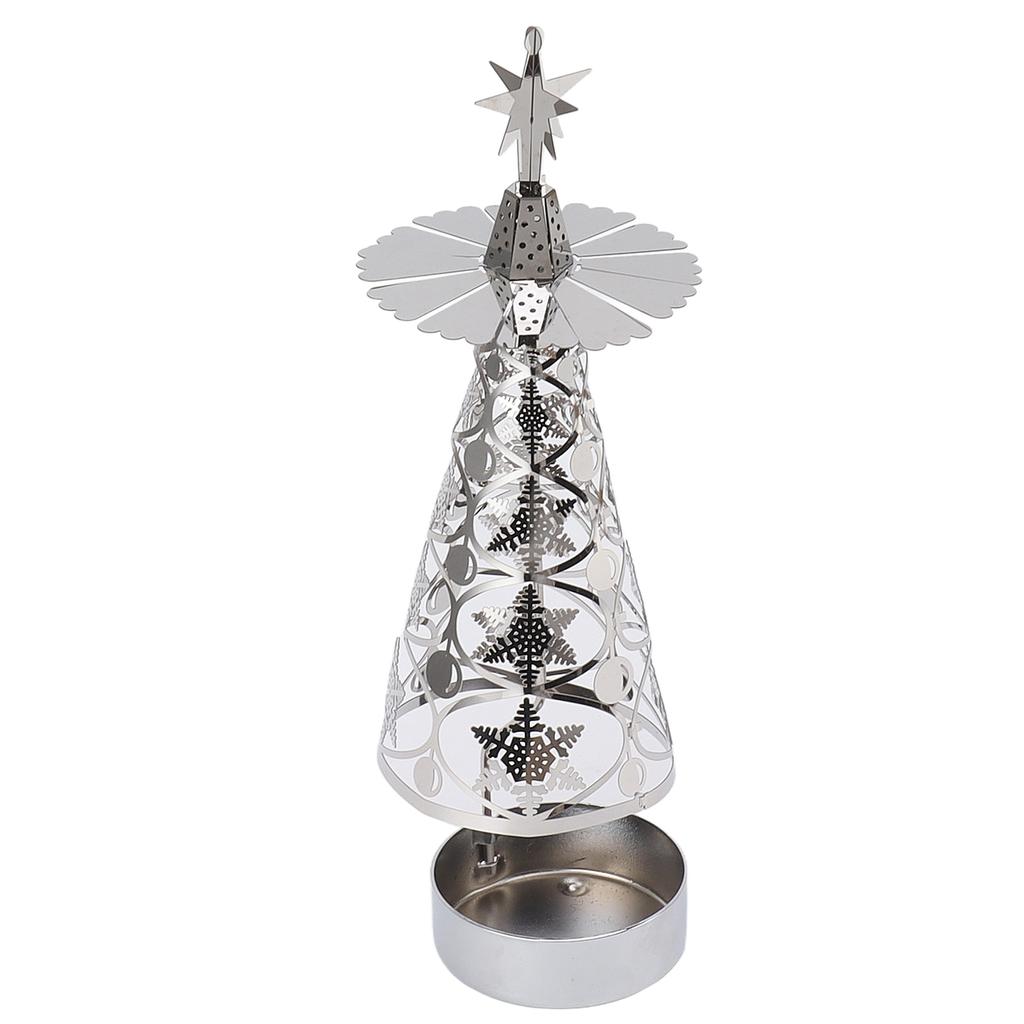 Spinning Candle Holder Rotating Candlestick Set for Romantic Wedding Christmas Party Silver