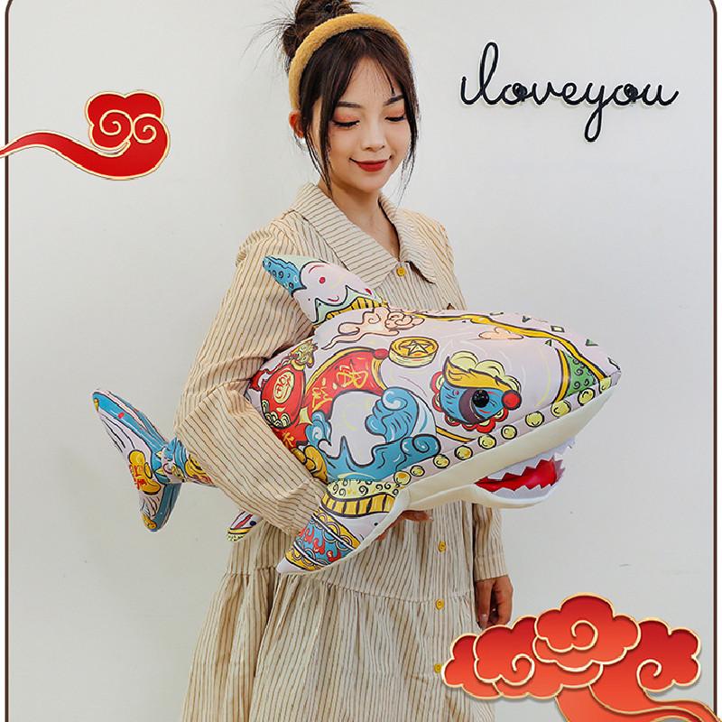 Large Plush Colorful Shark Doll Sleeping Pillow Soft Stuffed Toy For Girls Gift