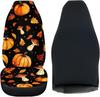 Pumpkin Mushroom Maple Leaf Front Car Seat Covers Protectors 2-Pc Set Graphic Print Auto Seat Covers For Holiday Car Decor