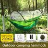 Camping-Hängematte mit Mückennetz, 200 kg, atmungsaktiv, leicht, tragbar, Einzelhängematte mit Baumgurten, einfach aufzubauen, Wanderhängematte für drinnen und draußen