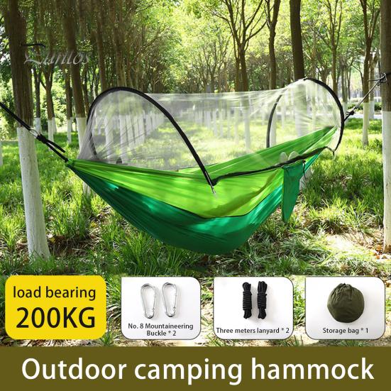 Camping-Hängematte mit Mückennetz, 200 kg, atmungsaktiv, leicht, tragbar, Einzelhängematte mit Baumgurten, einfach aufzubauen, Wanderhängematte für drinnen und draußen