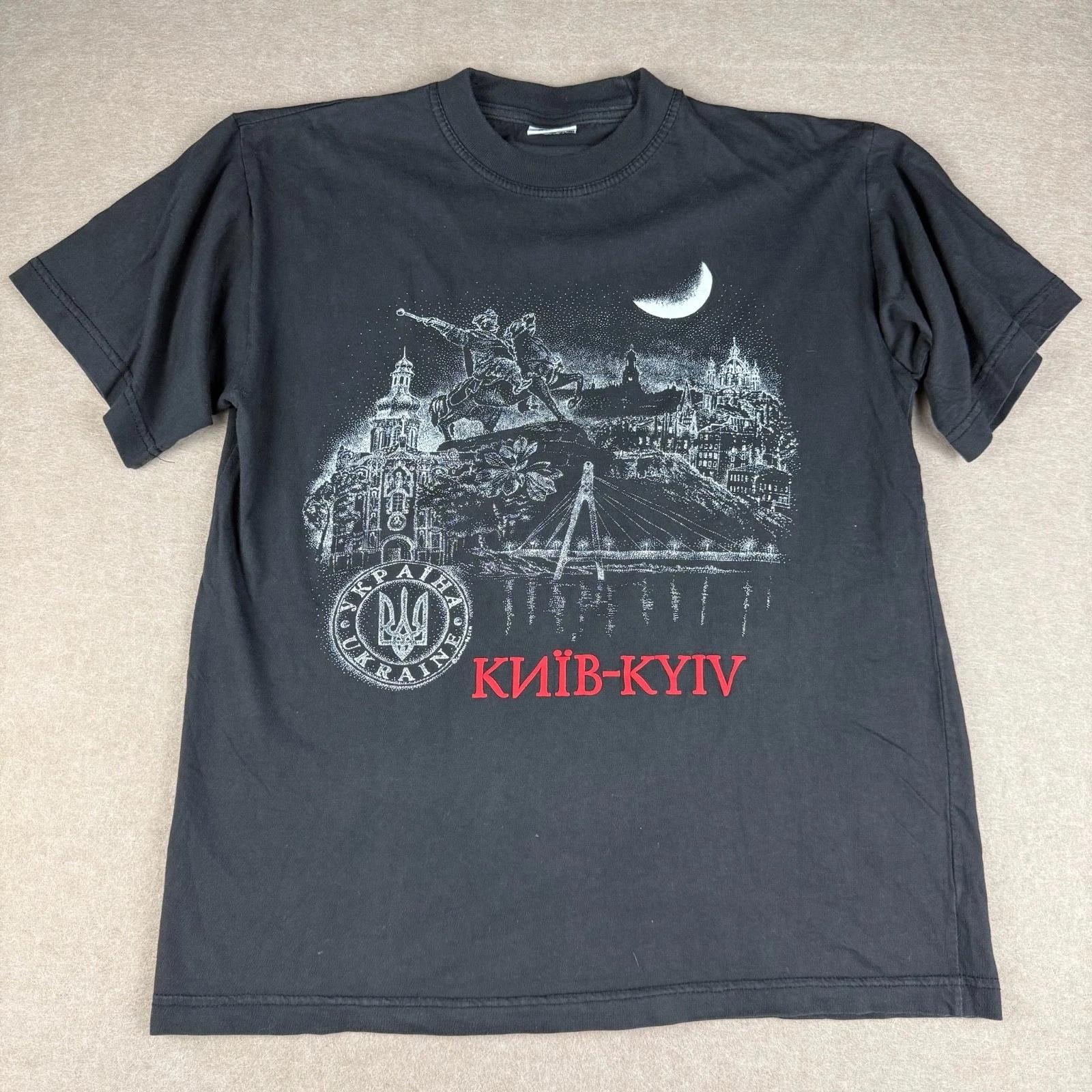 

Vintage Kyiv Ukraine Shirt Mens M Black City Landmark Graphic Travel Tee S