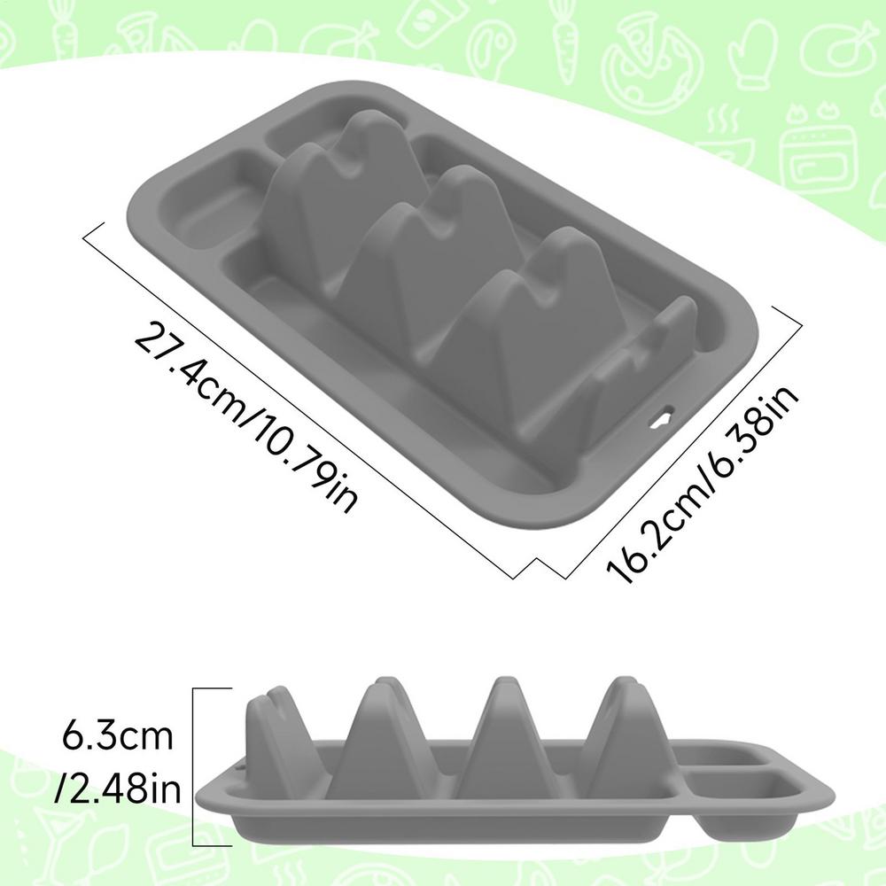 

Поднос для подачи тако с 3 отделениями, силиконовый, многоразовый, нескользящий, блюдо для еды с 2 отделениями для приправ, для взрослых и детей серый