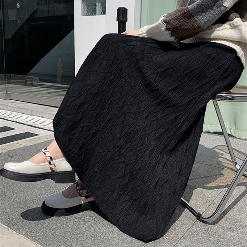 Women's Autumn and Winter Mid-length Wave Diamond Knit Half-body Skirt