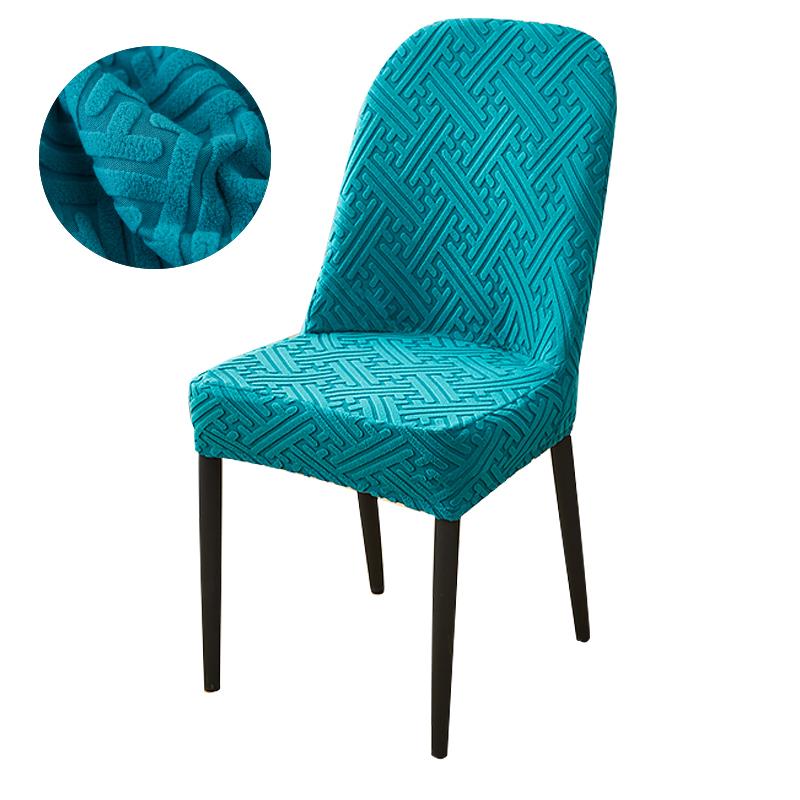 Jacquard Curved Dining Chair Cover Spandex Elastic Seat Cover Stretch Chair Covers for Hotel Banquet Restaurant Kitchen Wedding