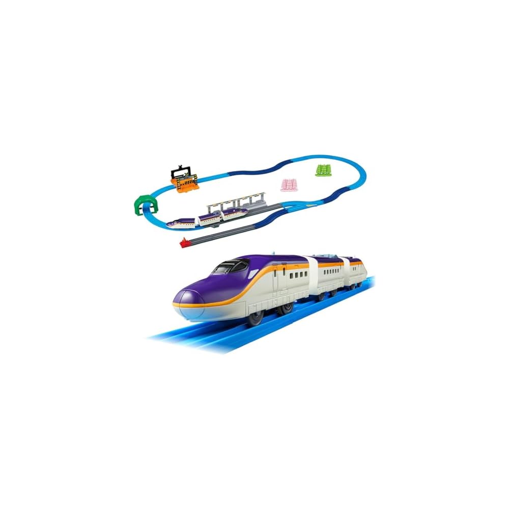 

Takara Tomy Plarail E8 Series Tsubasa Train Set with Tomica Arch Crossing and 3 Curved Tracks Toy for Ages 3 and Up