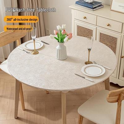 Protiskluzový voděodolný kulatý ubrus: Elastický, Olejivzdorný, Žáruvzdorný, Nemačkavý ubrus na jídelní stoly.