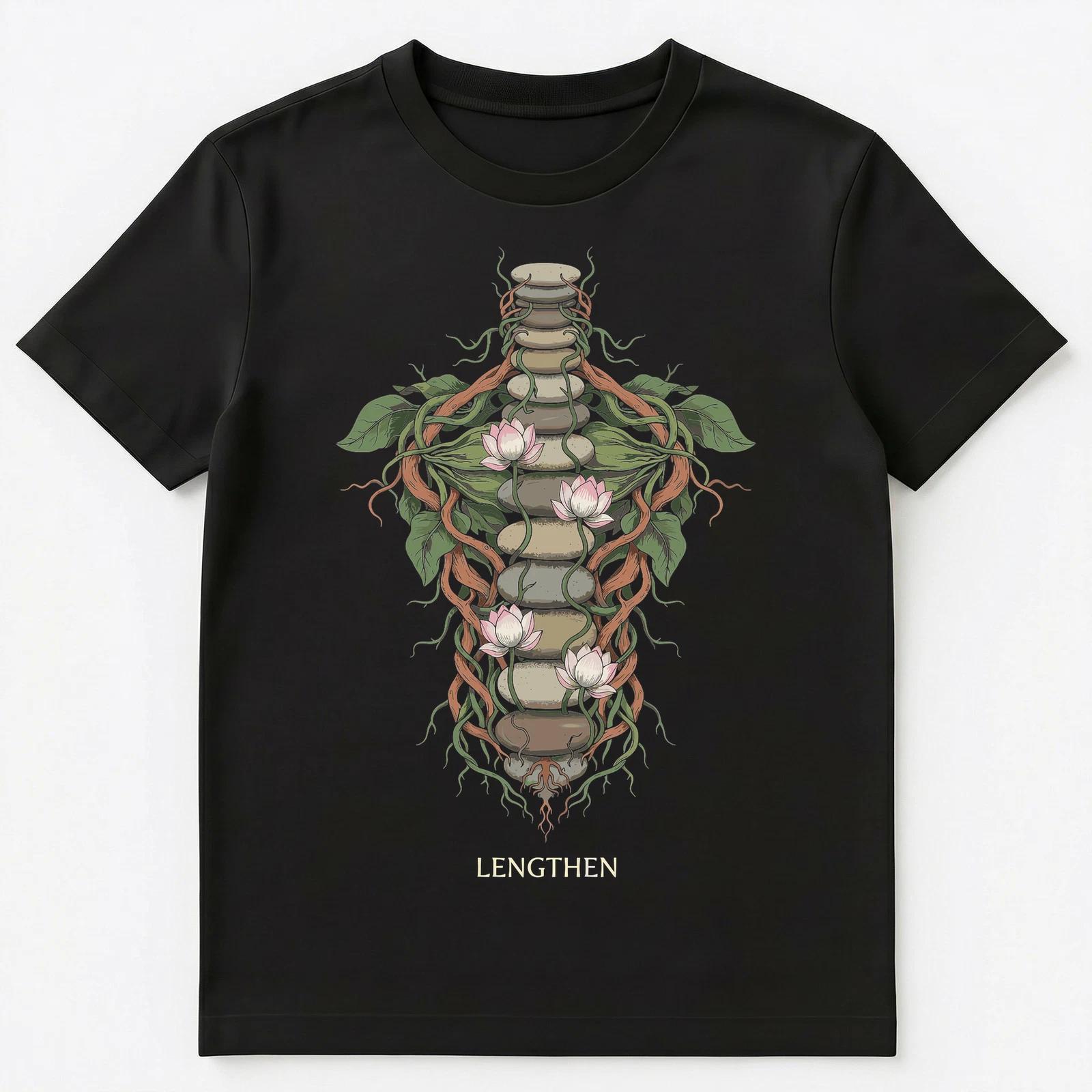 

Yoga Enthusiast Stone Spine Lotus Lengthening Wellness Unisex T-Shirt S