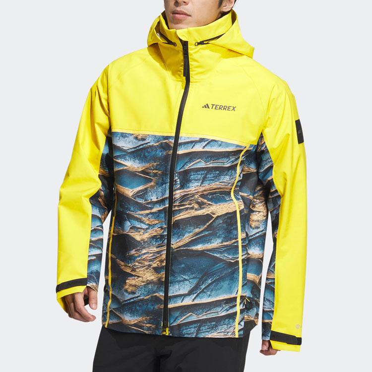 Adidas Color Block Stand Collar Outdoor Sports Hooded Jacket Men Jacket Yellow IC1980