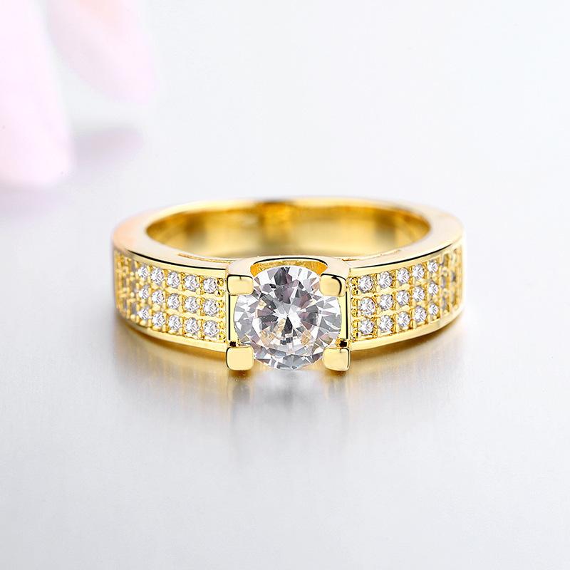2026 Accessories Women's Wedding Ring Light Luxury Gypsy Star Micro-inlaid Zircon Ring Premium Sense Plated 18K Four-claw Ring