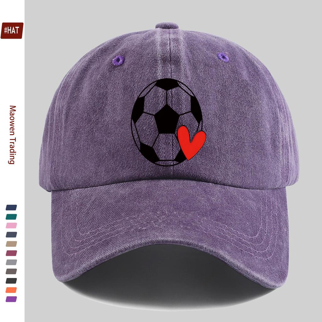 Pc Fußballmutter Aufdruck Baseballkappe Niedliches Herzmuster Dekor Hut Bequem Leicht Papa Hut Verstellbarer Riemen Trucker Sonnen H