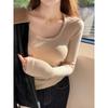 Long-sleeved Bottoming Shirt Women's Clothing with Autumn New Crew Neck Sweater Solid Color Slim-fitting and Thin Long-sleeved Knitted Sweater