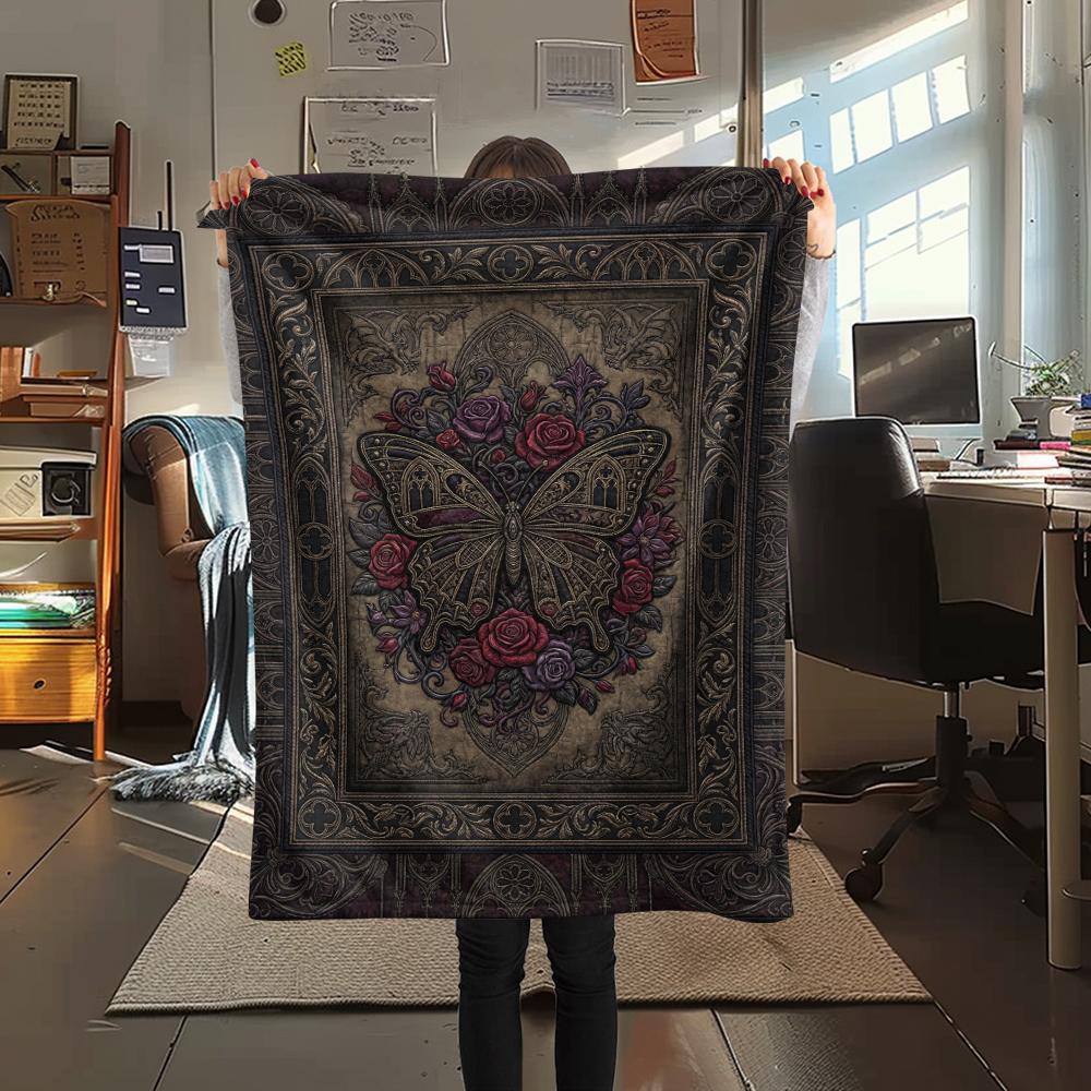 Butterfly Decoration Print Flannel Blanket, High quality Comfortable for All Seasons, Home Decor, Warmth and Comfort, Perfect for Christmas Gifts38