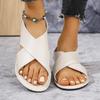 Fashion Summer New Flat Sandals for Women Cross Buckle Design Open Toe Women's Sandals Velcro Women's Shoes Vintage Style Beach Sandals