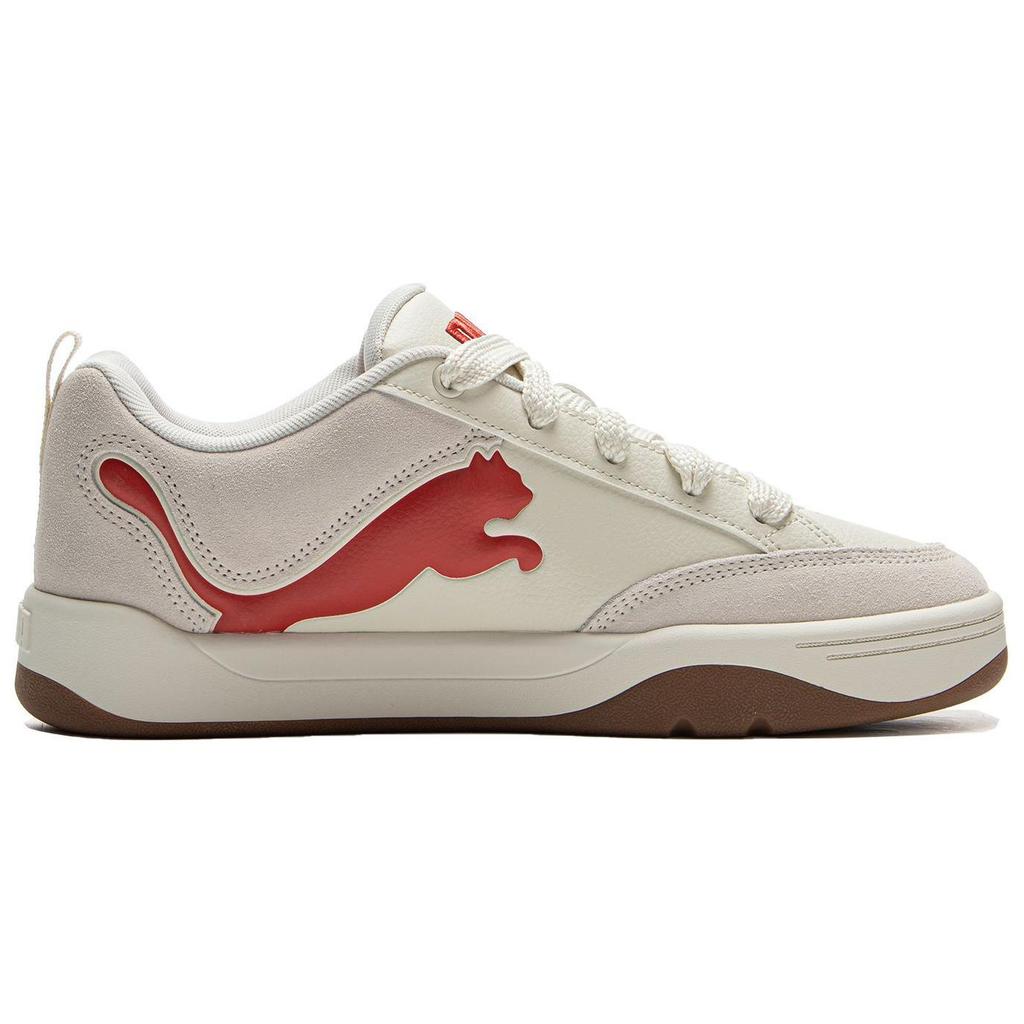 New PUMA Park Lifestyle Low Top Skateboard Shoes Unisex White Red 395022-09