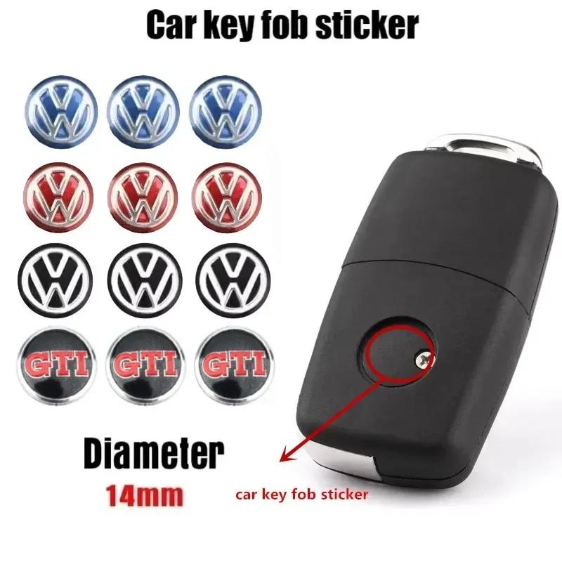 3PCS Car Metal Emblem Stickers Auto Remote Key Logo For Volkswagen VW GTI Rline Passat Golf Polo Touareg Jetta Tiguan 14mm