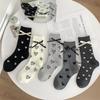 5 Pairs Set Heart Polka Dots Long Socks Thickened Casual Socks Sweet Socks Autumn Winter Season