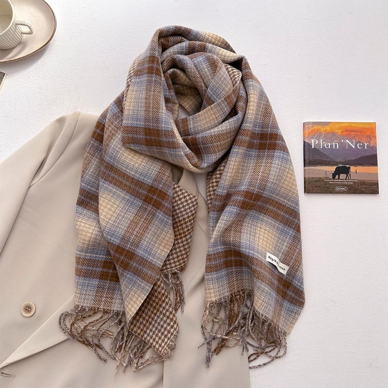 

Осень и зима новый имитация кашемира ретро клетчатый шарф женский универсальный атмосфера утолщенный теплый шарф партия 53*204cm