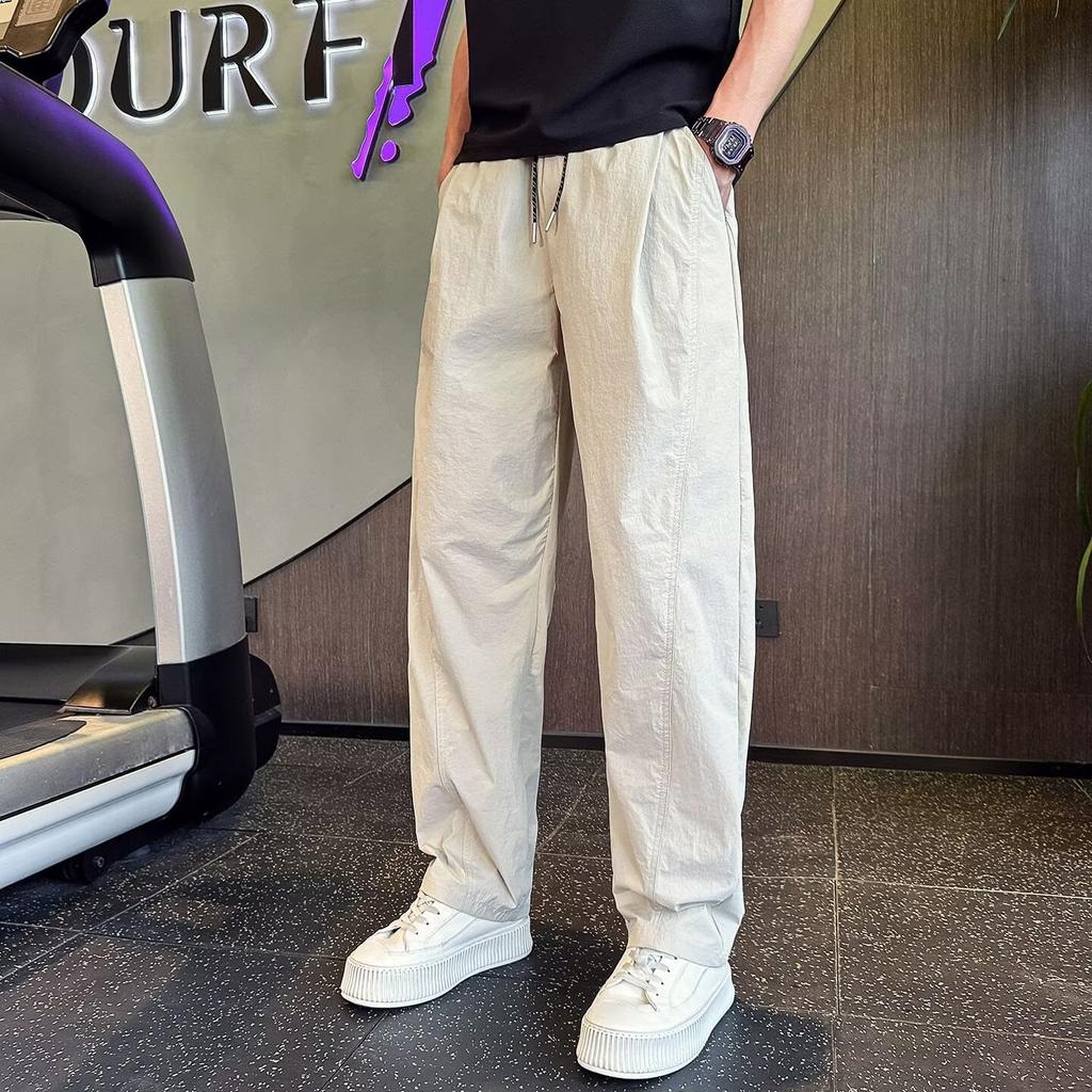 New Casual Pants Men's Summer Thin Trendy Brand Loose Solid Color Straight Wide-leg Pants Trend Versatile