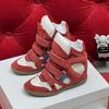 Hidden Inner Height Increase High-Top Women'S Shoes Color Matching Slope Heel Casual Velcro Sneakers Women