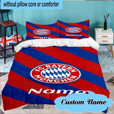 Custom Name Bayern Munich Crest Bedding Set 3pcs, Bedding Set Including 1pc Duvet Cover And 2pcs Pillowcases for Bedroom, Dormitory Gift
