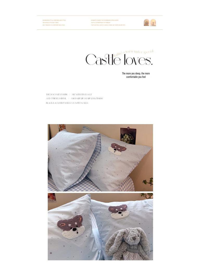 2025 New Style Full Cotton Embroidery Bedding Set: Includes Duvet Cover, Bed Sheet, and Three-Piece Dorm Towel Set