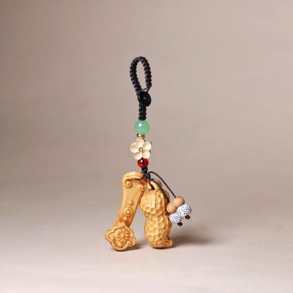 Peanut Persimmon Ruyi Keychain Set: Original Design, Safe, Good Luck Charm Ornament