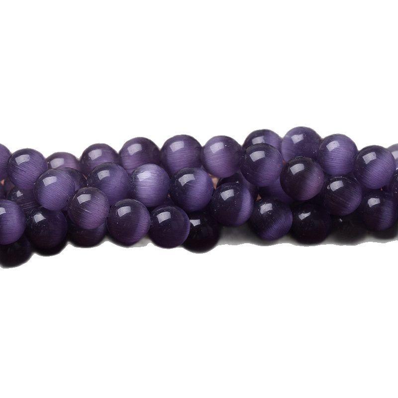 Hongchu Crystal Purple Cat's Eye Loose Beads DIY Ornament Accessories Purple cat's eye stone Semi-Finished Products
