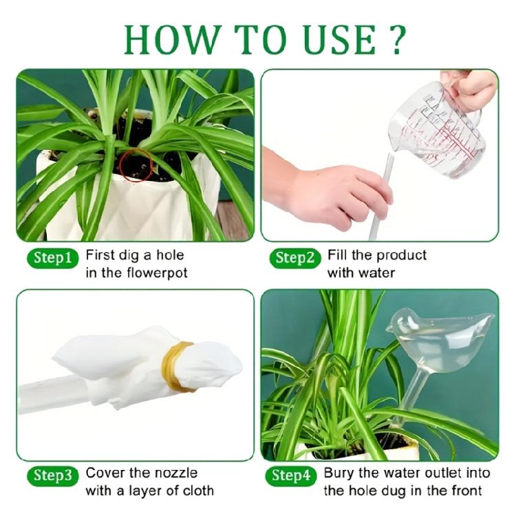 Transparent Plant Watering Globes Self Watering Spikes Bird Shaped Self Watering