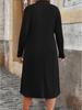 2025 Autumn/Winter European Plus Size Women's Round Neck Zippered Striped Dress