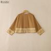 ZANZEA Women Ethnic Print Casual Open-front 3/4 Sleeve Loose Cardigan Blouse