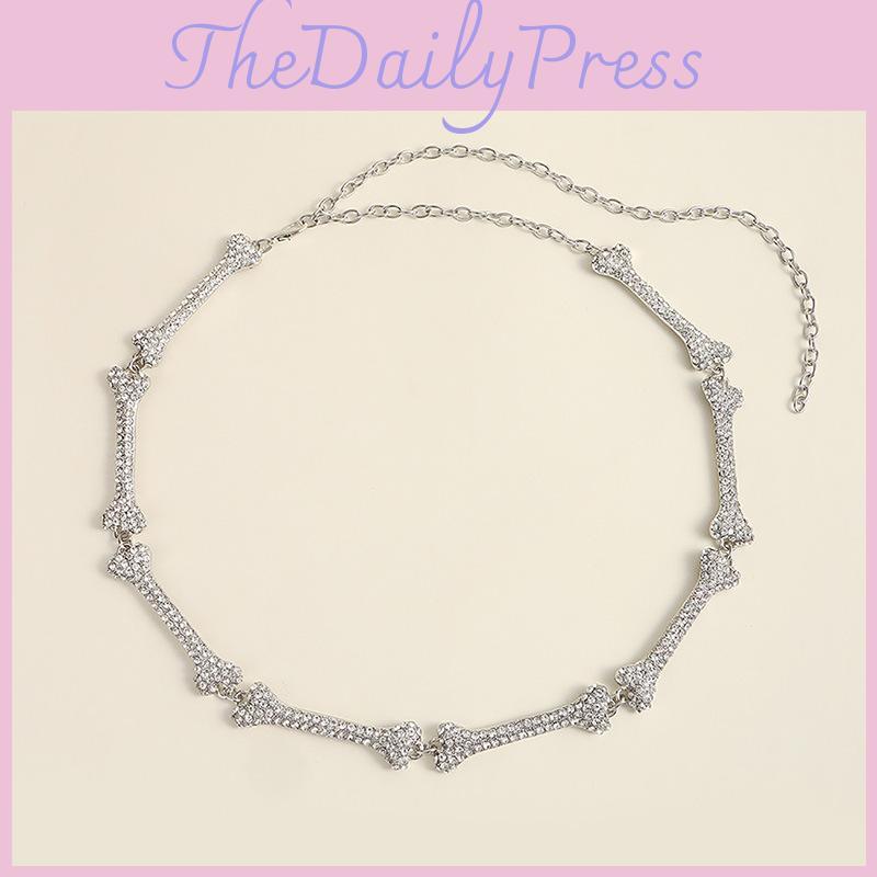 Womens Metal Bone Design Waist Chain With Rhinestone Decoration For Festival And Evening Dress Accessories