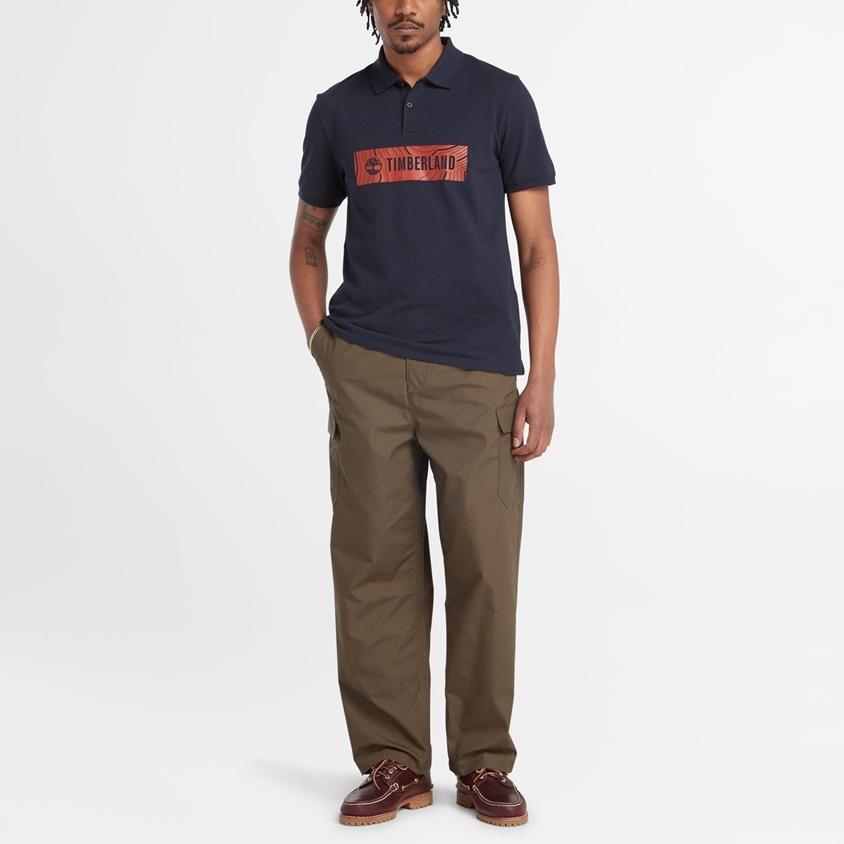 Timberland Casual Fashion Simple Short Sleeve Polo Shirt Men Tops Dark-Blue A5QWZ-EA4