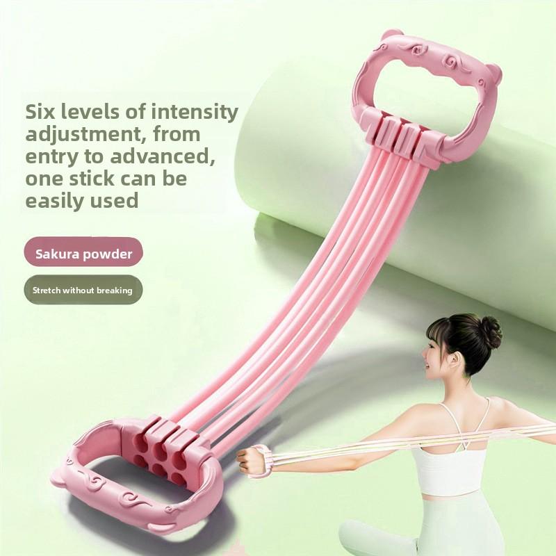 

Women s open shoulder practice beautiful back fitness tension rope adjustable household tension belt розовый