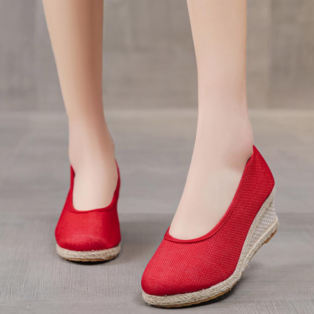 Wedges Woman Spring Summer Espadrilles Women Casual Slip-On Loafers Heeled Shoes Comfort Shallow Pumps Footwear Zapatos Mujer