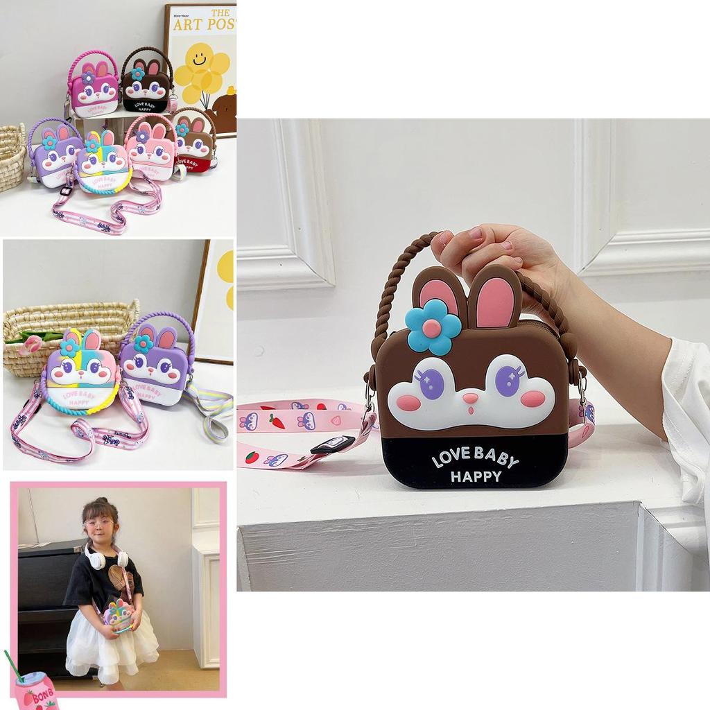 Entzückender Regenbogen-Cartoon-Silikon-Kinderrucksack mit 3D-Kaninchenlächeln und stilvollem Design