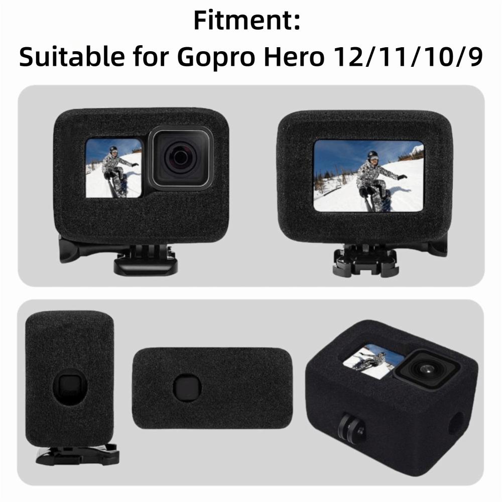 2pcs Sponge Sponge Cover Windproof Protective Housing Frame Case Noise Reduction Wind Noise Reduction for Gopro Hero 12/11/10/9